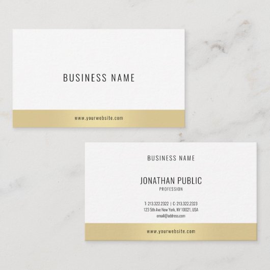 スタイリッシュモダンミニマルエレガント金ゴールドテンプレート 名刺 (正面/裏面)