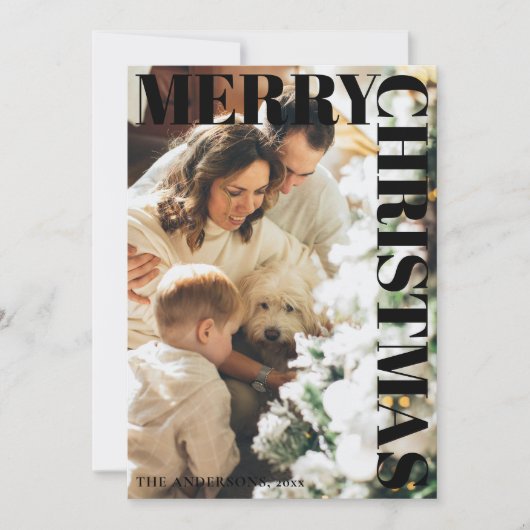 スタイリッシュモダンミニマル家族の写真ホリデーカード シーズンカード (正面)