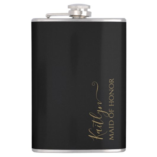 スタイリッシュモダンメイド・オブ・オーナー（花嫁付き添い人） |黒い金ゴールド フラスク (正面)