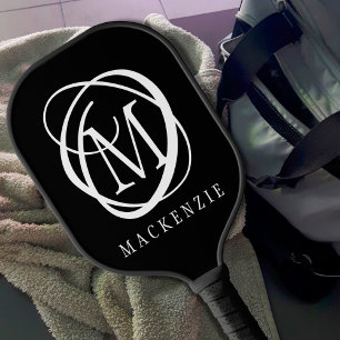 スタイリッシュモダンモノグラム名カスタムの色 ピックルボールラケット