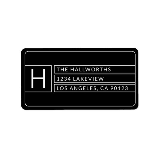 スタイリッシュモダンユニーク幾何 |黒と白 ラベル (正面)