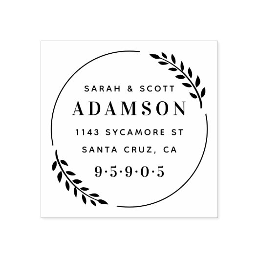 スタイリッシュモダンリース新結婚差出人住所 ラバースタンプ (インプリント)