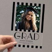 スタイリッシュモダンレトロ写真の卒業発表 アクリル招待状