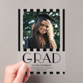 スタイリッシュモダンレトロ写真の卒業発表 アクリル招待状 (インサイチュ (ポータブル))
