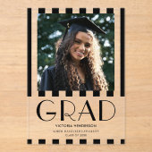 スタイリッシュモダンレトロ写真の卒業発表 アクリル招待状 (正面)