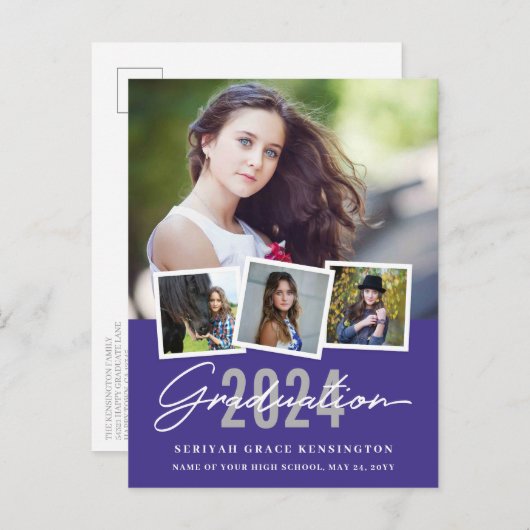 スタイリッシュモダン卒業写真4 ポストカード (正面/裏面)