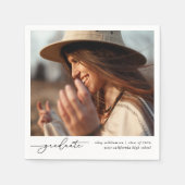 スタイリッシュモダン卒業生の手書きスクリプト写真 スタンダードカクテルナプキン (正面)