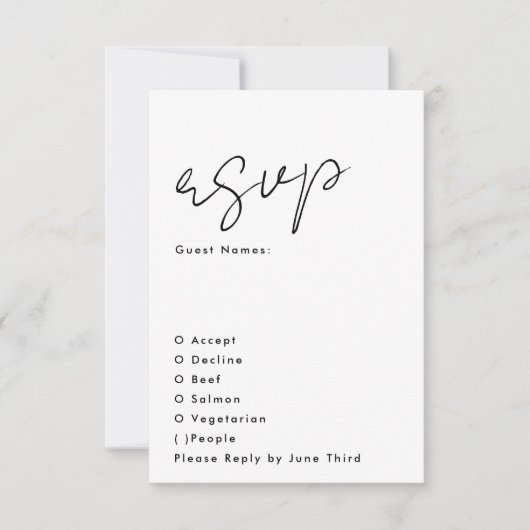 スタイリッシュモダン名前をカスタムするTuxedo金ゴールド結婚ズ 出欠カード (正面)