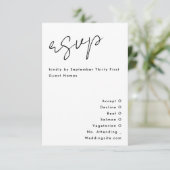 スタイリッシュモダン名前をカスタムするTuxedo金ゴールド結婚ズ 出欠カード (スタンド正面)