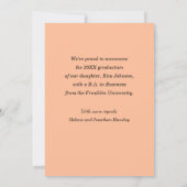 スタイリッシュモダン市松模様に写真の卒業 案内状 (裏面)