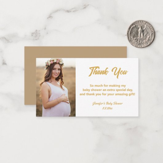 スタイリッシュモダン感謝してい金ゴールドのシャワー写真 ノートカード (正面/裏面インサイチュ)