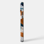 スタイリッシュモダン抽象芸術ティール（緑がかった色）及び青銅リボン iPhoneケース (左側面)