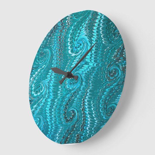 スタイリッシュモダン抽象芸術ブルー渦巻き大理石パターン ラージ壁時計 (傾斜)