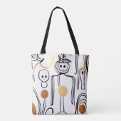 スタイリッシュモダン抽象芸術ラインアートハロウィーン秋 トートバッグ (裏面)