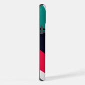 スタイリッシュモダン抽象芸術幾何ティール（緑がかった色）、青、赤 iPhoneケース (右側面)