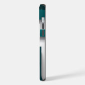 スタイリッシュモダン抽象芸術幾何学ティール(緑がかった色)白 iPhoneケース (左側面)