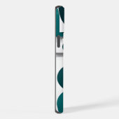 スタイリッシュモダン抽象芸術幾何学ティール(緑がかった色)白 iPhoneケース (右側面)