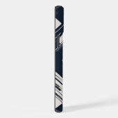 スタイリッシュモダン抽象芸術幾何学的オレンジ色ブラック iPhoneケース (右側面)