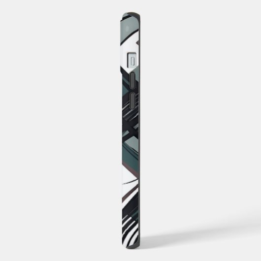 スタイリッシュモダン抽象芸術表現者グリーンブラック iPhoneケース (左側面)