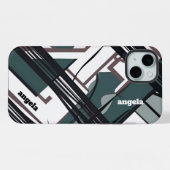 スタイリッシュモダン抽象芸術表現者グリーンブラック iPhoneケース (裏面横)