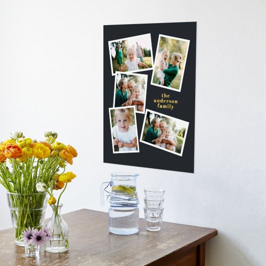 スタイリッシュモダン数々の写真ファミリホームデコーダブラック 箔ポスター (レイダウン (キッチン))