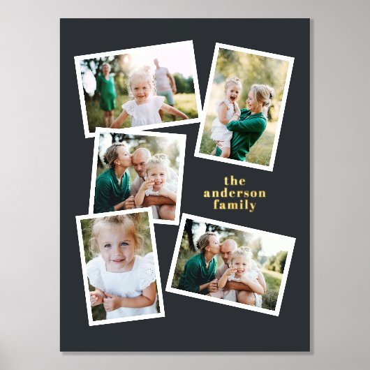 スタイリッシュモダン数々の写真ファミリホームデコーダブラック 箔ポスター (正面)