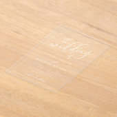 スタイリッシュモダン白結婚文字 アクリル招待状 (レイダウン)