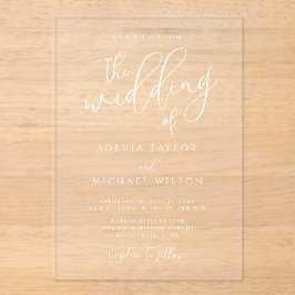 スタイリッシュモダン白結婚文字 アクリル招待状