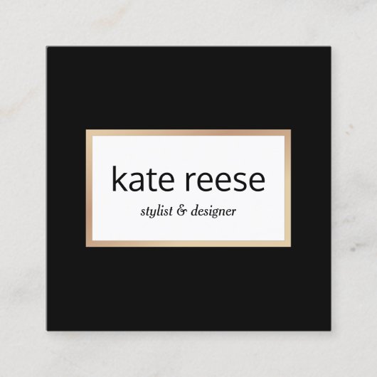 スタイリッシュモダン白黒プロフェッショナル スクエア名刺 (正面)