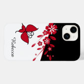 スタイリッシュモダン白黒レッドバタフライフローラ Case-Mate iPhoneケース (裏面 (横))