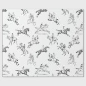 スタイリッシュモダン白黒乗馬トイル ラッピングペーパー (フラット)