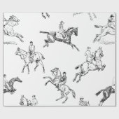 スタイリッシュモダン白黒乗馬トイル ラッピングペーパー (フラット)