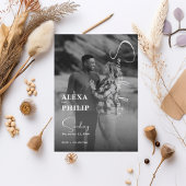 スタイリッシュモダン白黒結婚写真 招待状