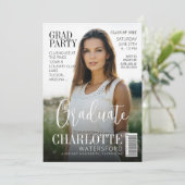 スタイリッシュモダン研究誌カバー卒業パーティー 招待状 (スタンド正面)