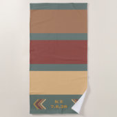 スタイリッシュモダン素朴モノグラムのビーチ ビーチタオル (正面)