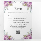 スタイリッシュモダン紫結婚植物 三つ折り招待状 (内部最初)