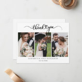 スタイリッシュモダン結婚の3枚の写真 ノートカード (正面/裏面インサイチュ)