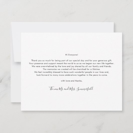 スタイリッシュモダン結婚の3枚の写真 ノートカード (裏面)