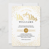 スタイリッシュモダン結婚金ゴールド紙吹雪ミントブラック 招待状 (正面)