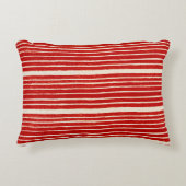 スタイリッシュモダン赤と白ストライプ アクセントクッション (正面)