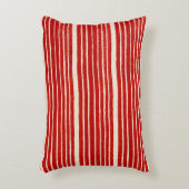 スタイリッシュモダン赤と白ストライプ アクセントクッション (正面(垂直))