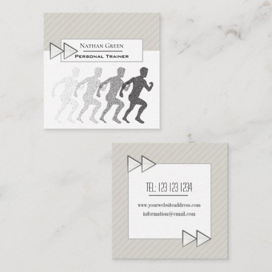 スタイリッシュモダン走パーソナルトレーナー スクエア名刺 (正面/裏面)