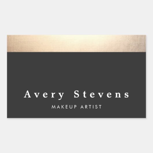 スタイリッシュモダン金ゴールドと黒ストライプの 長方形シール (正面)