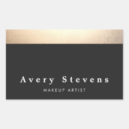 スタイリッシュモダン金ゴールドと黒ストライプの 長方形シール