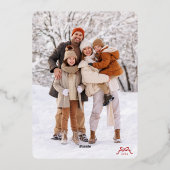 スタイリッシュモダン金ゴールドのクリスマスボウ写真 箔シーズンカード (裏面)