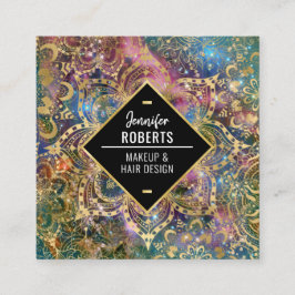 スタイリッシュモダン金ゴールドエレガント スクエア名刺