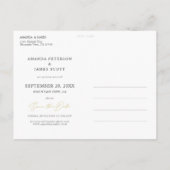 スタイリッシュモダン金ゴールドスクリプト写真の保存日付 案内ポストカード (裏面)