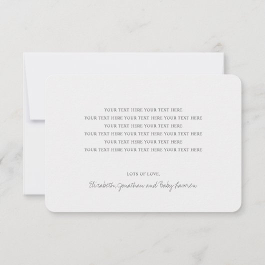 スタイリッシュモダン金ゴールドスクリプト写真ベビーシャワー サンキューカード (裏面)