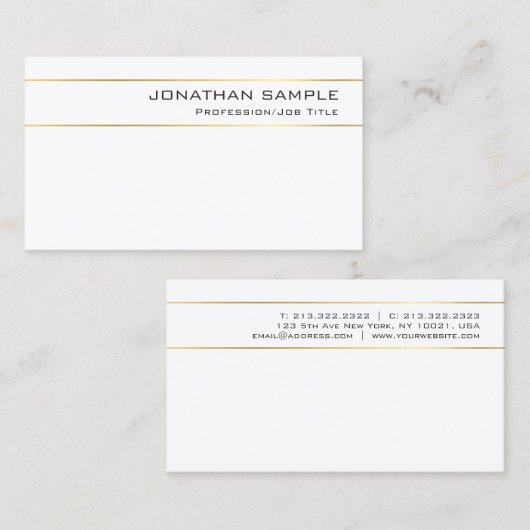 スタイリッシュモダン金ゴールドストライプのデザイントレンディー 名刺 (正面/裏面)