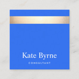 スタイリッシュモダン金ゴールドストライプブルー スクエア名刺